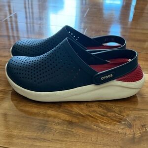 CROCS Navy and Red Clogs